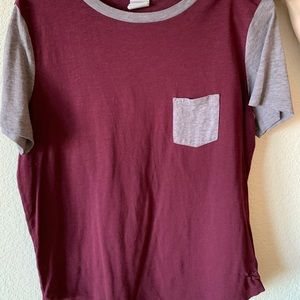 Maroon short sleeved shirt